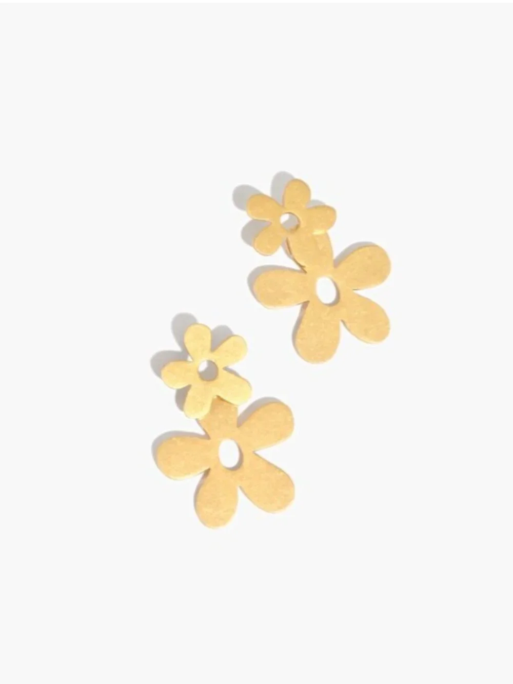Madewell Double Flower Stud Drop Earrings Gold Toned